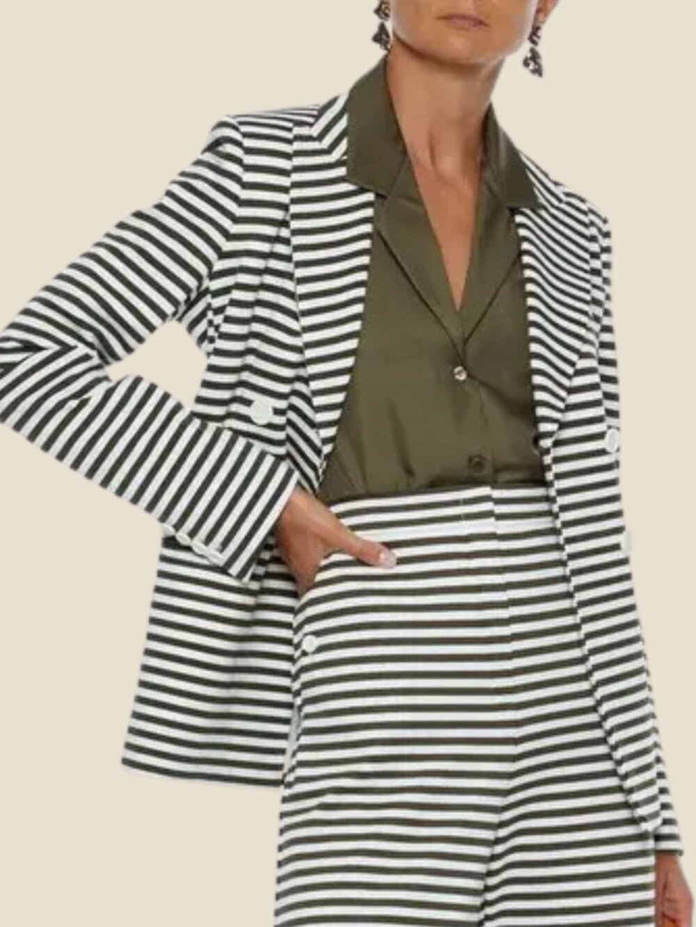 MAX MARA STALLO STRIPED JERSEY BLAZER MADE IN ITALY SIZE 4